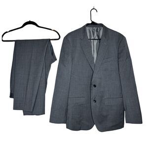 BONOBOS SLIM FIT JETSETTER Mens 42R Jacket 38x29 Pant Gray Wool 2 Piece Suit EUC